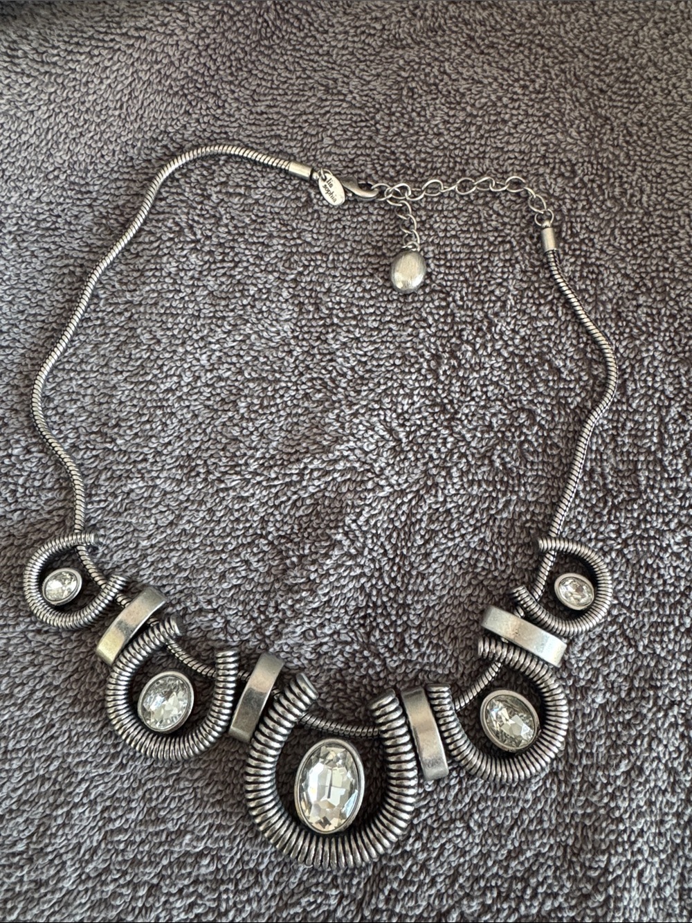 Lia Sophia Silver-Tone Statement Necklace with Clear Stones